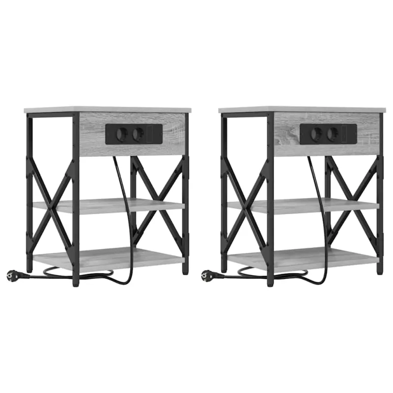 Šalia lovos spintelė 2 pcs Pilkas Sonoma 41 x 31 x 51 cm