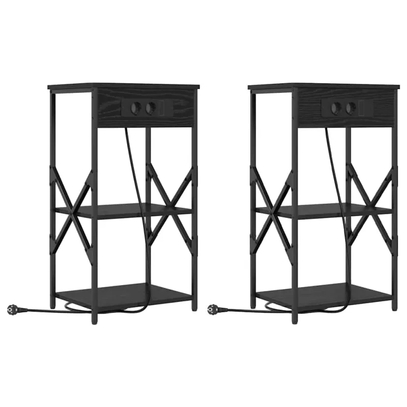 Šalia lovos spintelė 2 pcs Juodas ąžuolas 41 x 31 x 76 cm