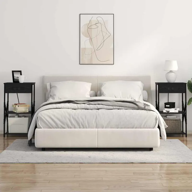 Šalia lovos spintelė 2 pcs Juodas ąžuolas 41 x 31 x 76 cm