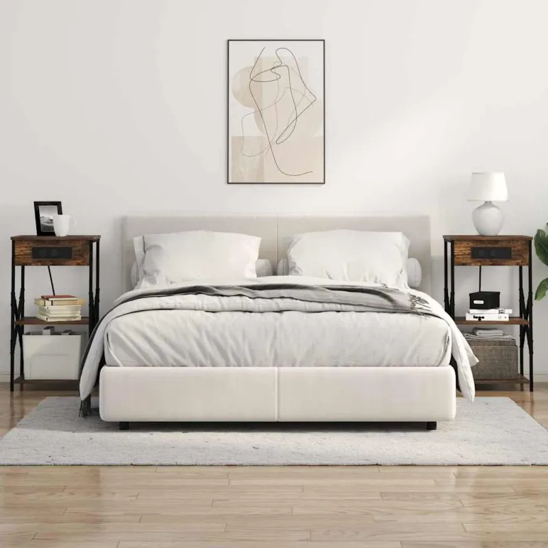 Šalia lovos spintelė 2 pcs Rūkyta ąžuolas 41 x 31 x 76 cm
