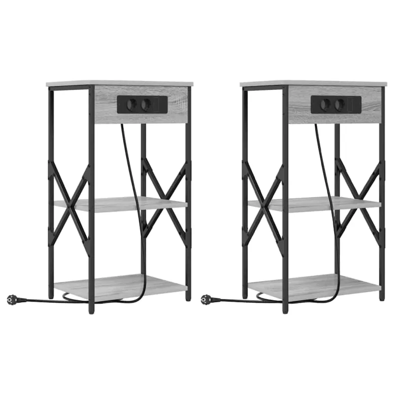 Šalia lovos spintelė 2 pcs Pilkas Sonoma 41 x 31 x 76 cm