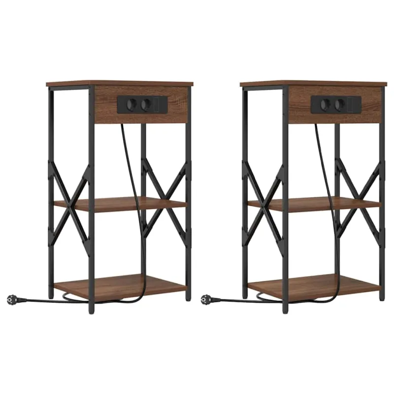 Šalia lovos spintelė 2 pcs Rudas ąžuolas 41 x 31 x 76 cm