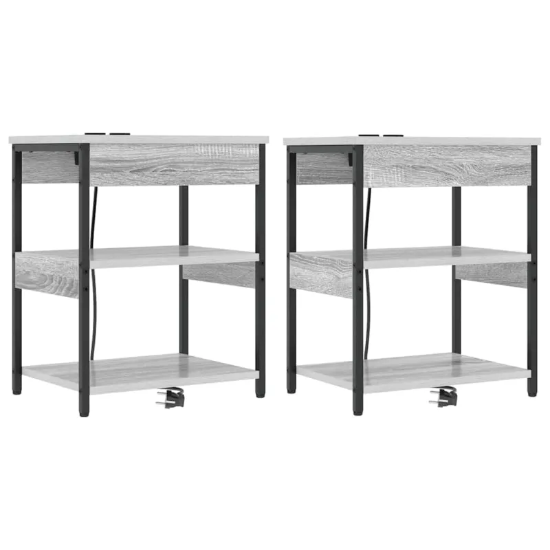 Šalia lovos spintelė 2 pcs Pilkas Sonoma 41 x 31 x 51 cm
