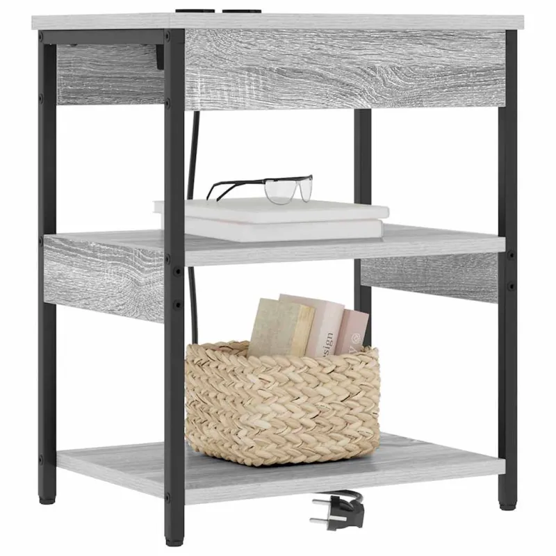 Šalia lovos spintelė 2 pcs Pilkas Sonoma 41 x 31 x 51 cm