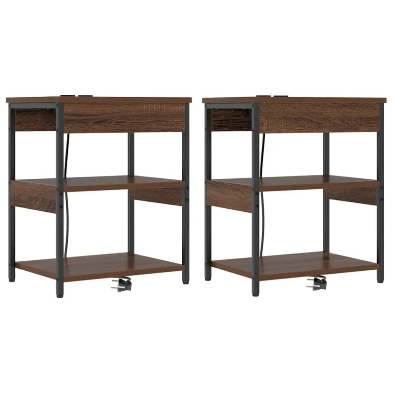 Šalia lovos spintelė 2 pcs Rudas ąžuolas 41 x 31 x 51 cm