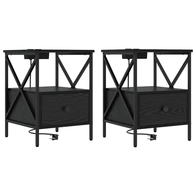 Šalia lovos spintelė 2 pcs Juodas ąžuolas 41,5 x 40,5 x 55 cm