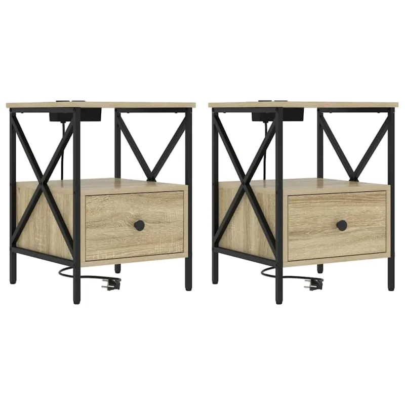 Šalia lovos spintelė 2 pcs Sonoma ąžuolas 41,5 x 40,5 x 55 cm
