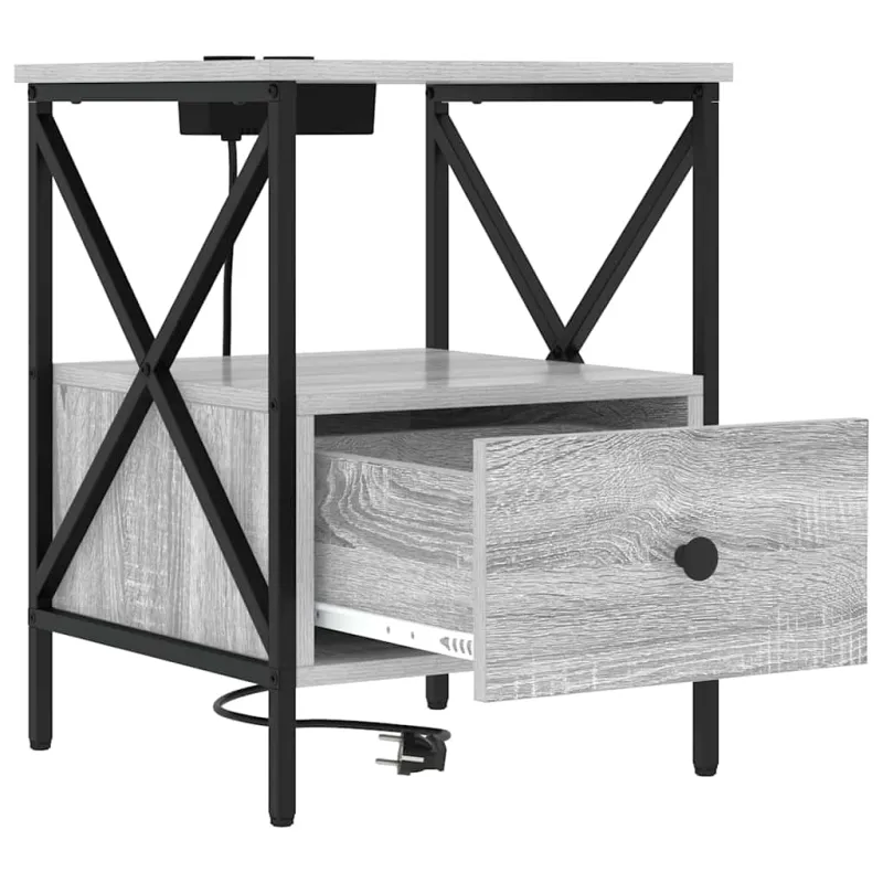 Šalia lovos spintelė 2 pcs Pilkas Sonoma 41,5 x 40,5 x 55 cm