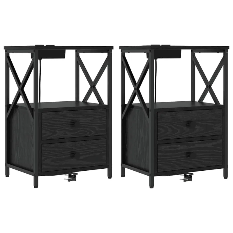 Šalia lovos spintelė 2 pcs Juodas ąžuolas 40 x 31 x 60 cm