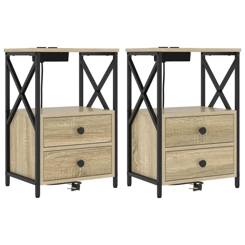Šalia lovos spintelė 2 pcs Sonoma ąžuolas 40 x 31 x 60 cm