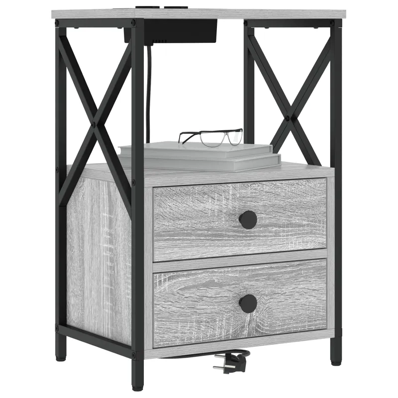 Šalia lovos spintelė 2 pcs Pilkas Sonoma 40 x 31 x 60 cm