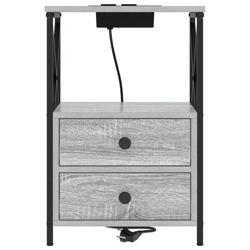 Šalia lovos spintelė 2 pcs Pilkas Sonoma 40 x 31 x 60 cm