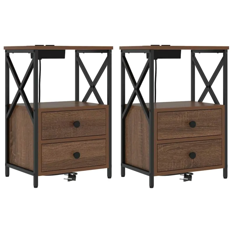 Šalia lovos spintelė 2 pcs Rudas ąžuolas 40 x 31 x 60 cm