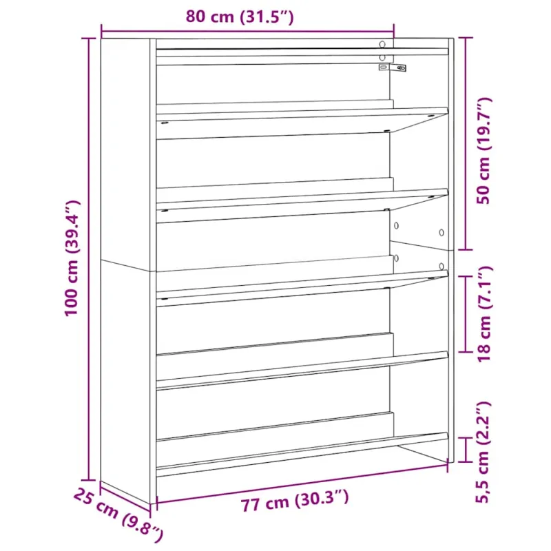 Lentyna batams, betono pilka, 80x25x100cm, apdirbta mediena