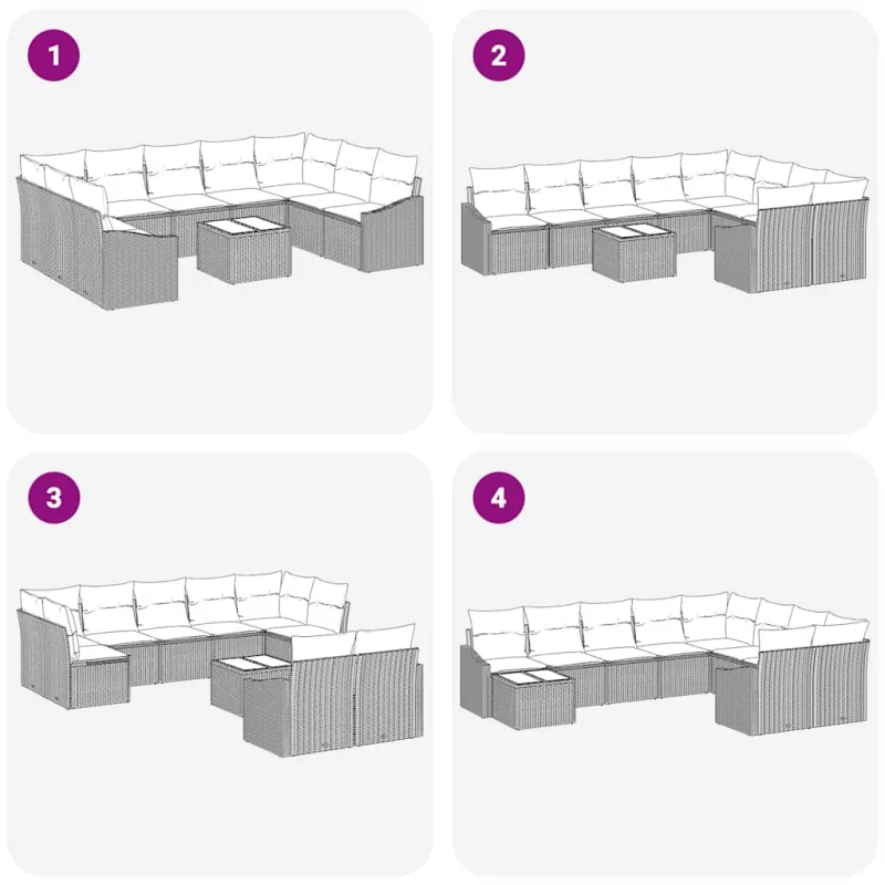 Sofos komplekti 10 os. + Päällinen, Vaaleanharmaa polyrottinki