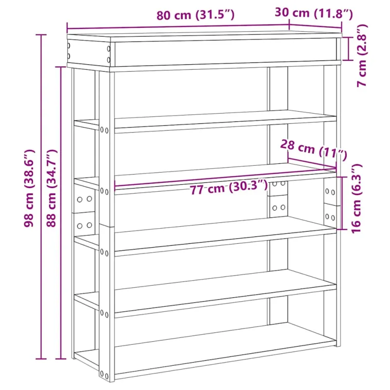 Lentyna batams, juodos spalvos, 80x30x98cm, apdirbta mediena