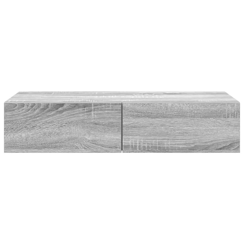 Sieninė lentyna su stalčiais, pilka ąžuolo, 80x33x17cm