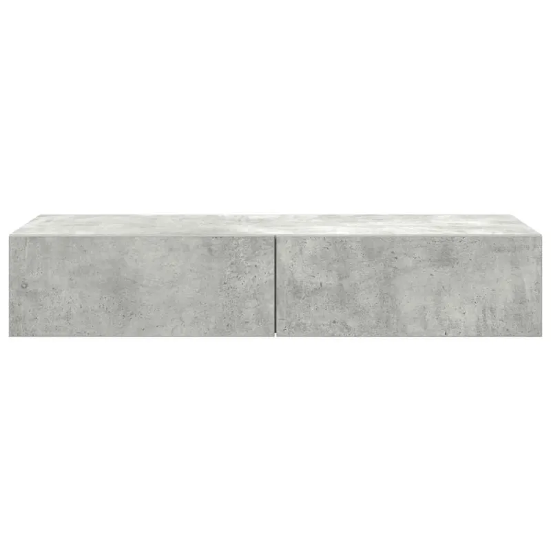Sieninė lentyna su stalčiais, betono pilka, 100x36x19cm