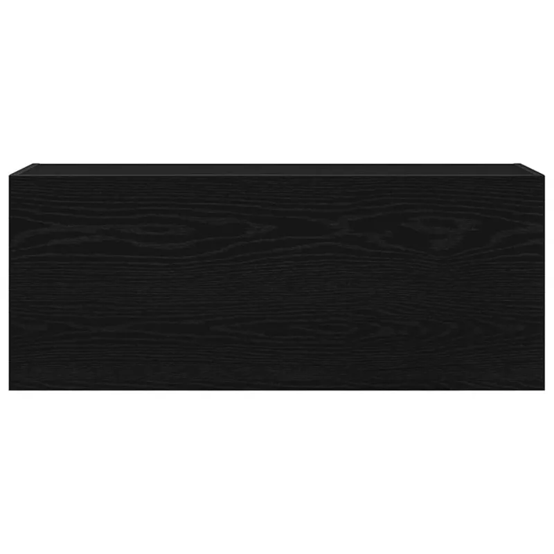 Sieninė vonios kambario spintelė, juodos, 100x25x40cm, mediena