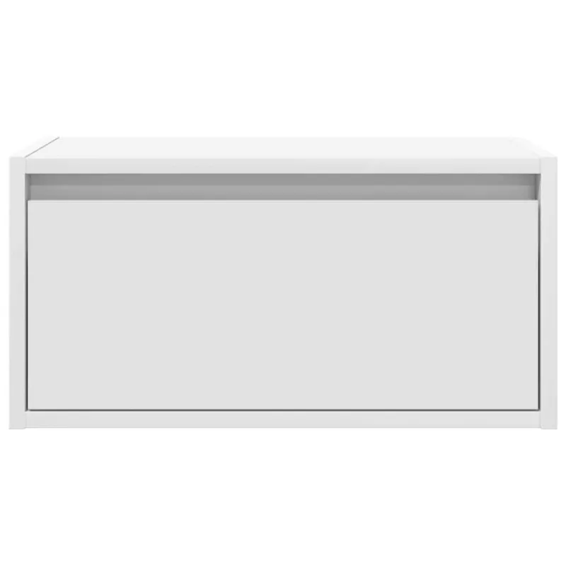 Prie sienos montuojama naktinė spintelė su LED, balta