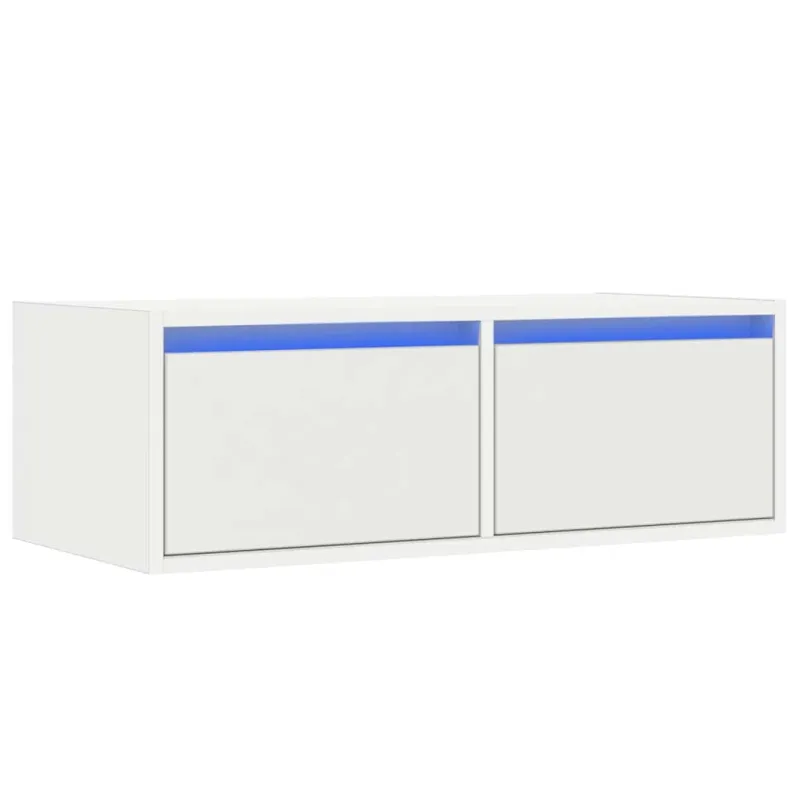 Televizoriaus spintelė su LED apšvietimu, balta, 75x35,5x25 cm