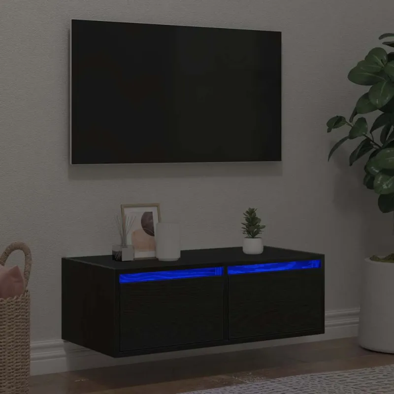 Televizoriaus spintelė su LED apšvietimu, 75x35,5x25 cm