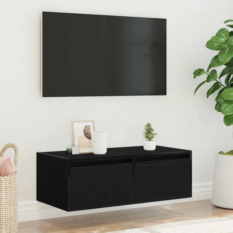 Televizoriaus spintelė su LED apšvietimu, 75x35,5x25 cm