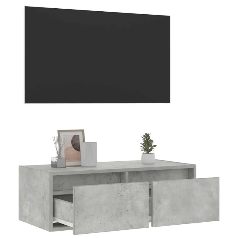 TV spintelė su LED apšvietimu, betono pilka, 75x35,5x25 cm