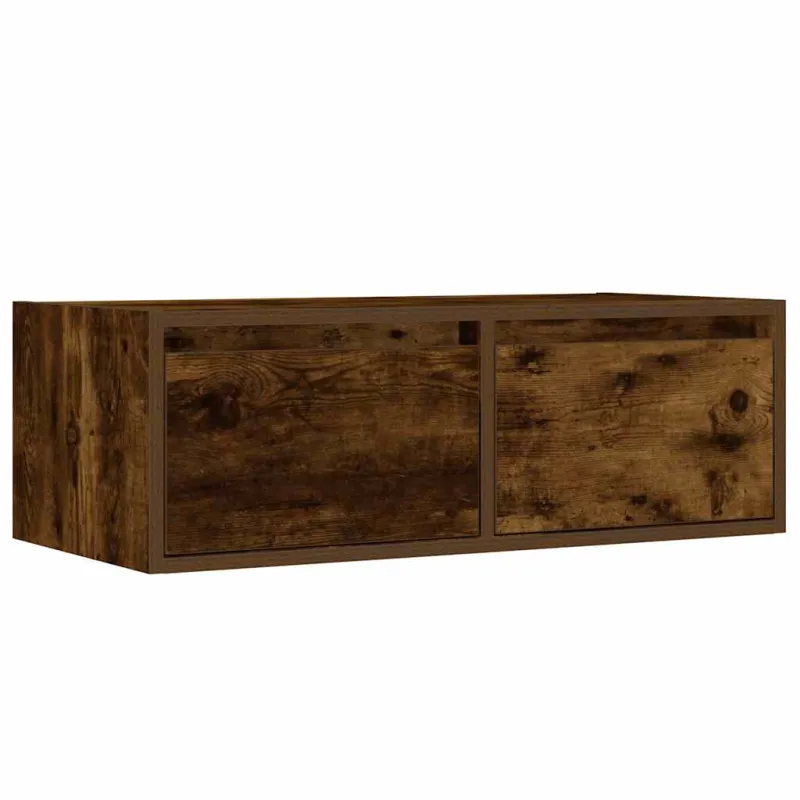 Televizoriaus spintelė su LED, dūminio ąžuolo, 75x35,5x25 cm