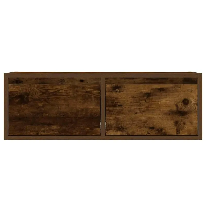 Televizoriaus spintelė su LED, dūminio ąžuolo, 75x35,5x25 cm