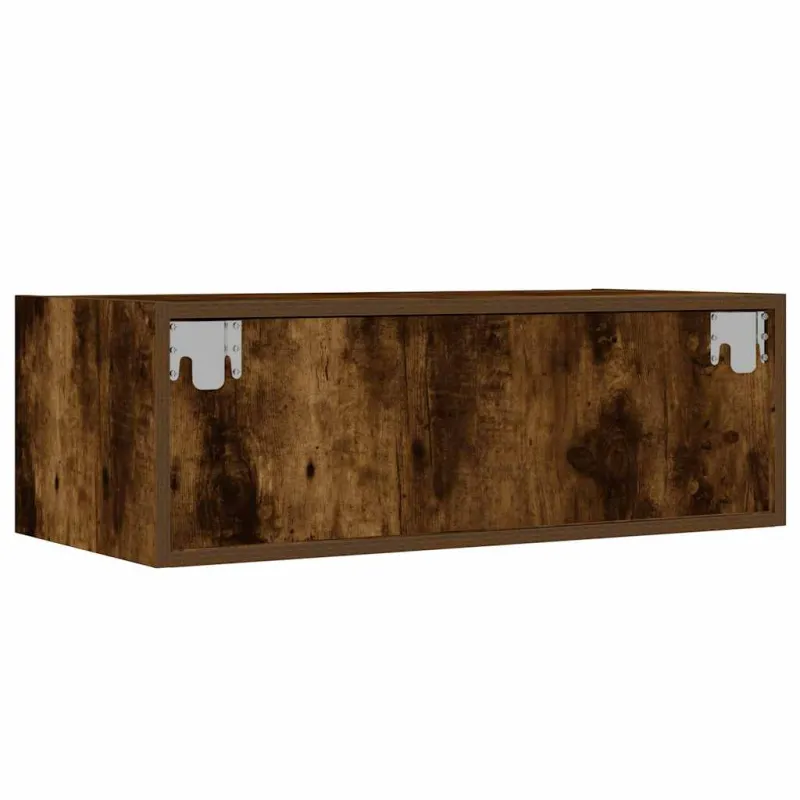 Televizoriaus spintelė su LED, dūminio ąžuolo, 75x35,5x25 cm