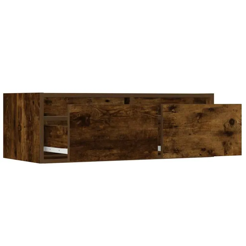 Televizoriaus spintelė su LED, dūminio ąžuolo, 75x35,5x25 cm