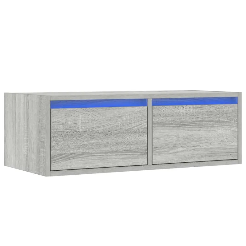 Televizoriaus spintelė su LED, pilka ąžuolo, 75x35,5x25 cm