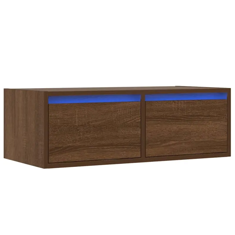 Televizoriaus spintelė su LED, ruda ąžuolo, 75x35,5x25 cm