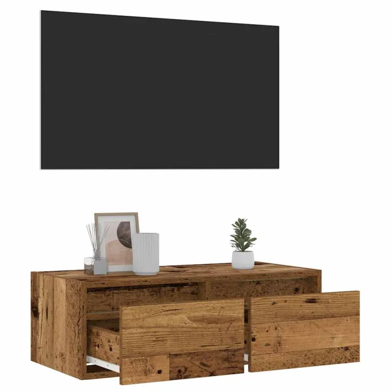 Televizoriaus spintelė su LED, medienos, 75x35,5x25 cm