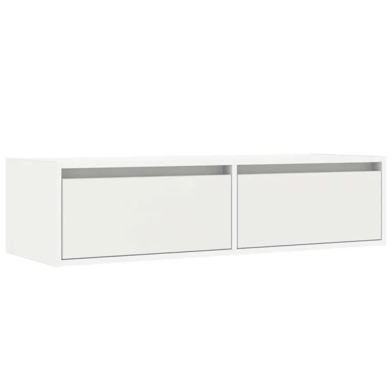 Televizoriaus spintelė su LED apšvietimu, balta, 100X35,5x25 cm