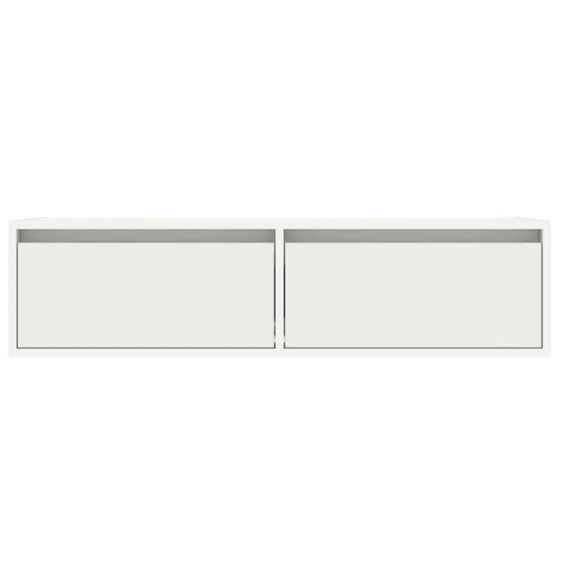 Televizoriaus spintelė su LED apšvietimu, balta, 100X35,5x25 cm