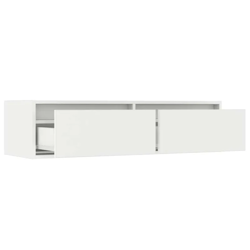 Televizoriaus spintelė su LED apšvietimu, balta, 100X35,5x25 cm
