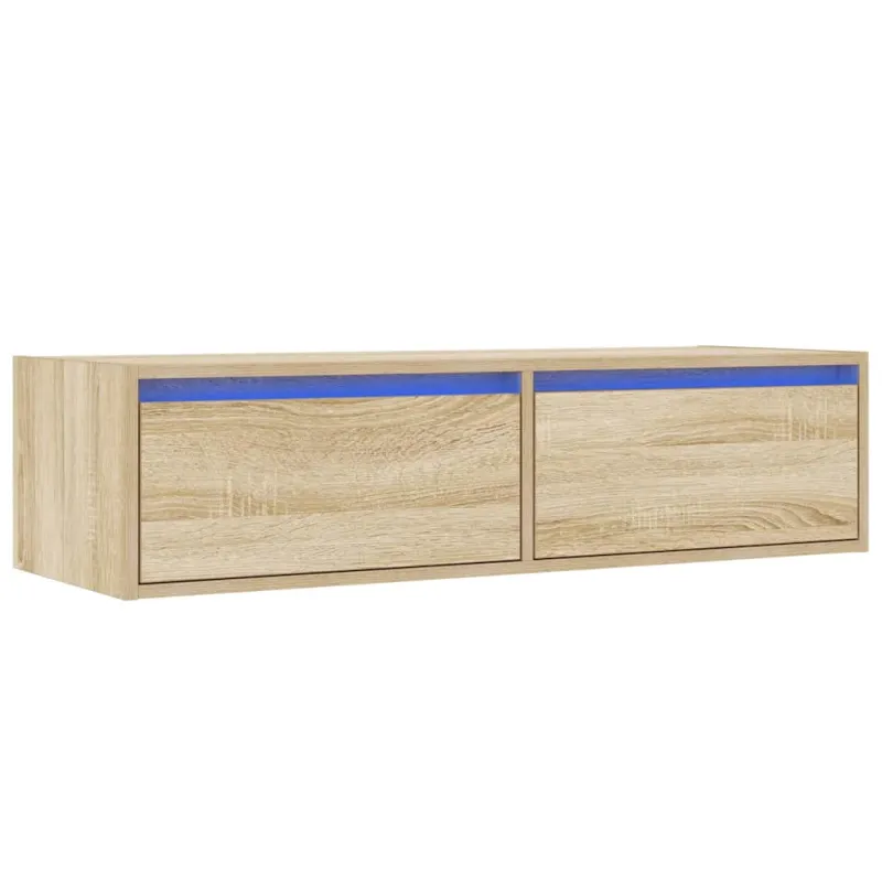 Televizoriaus spintelė su LED apšvietimu, ąžuolo, 100X35,5x25cm