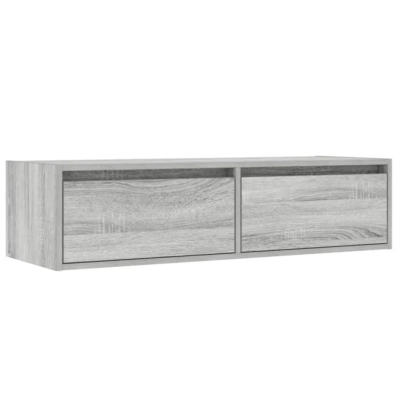 Televizoriaus spintelė su LED, pilka ąžuolo, 100X35,5x25 cm