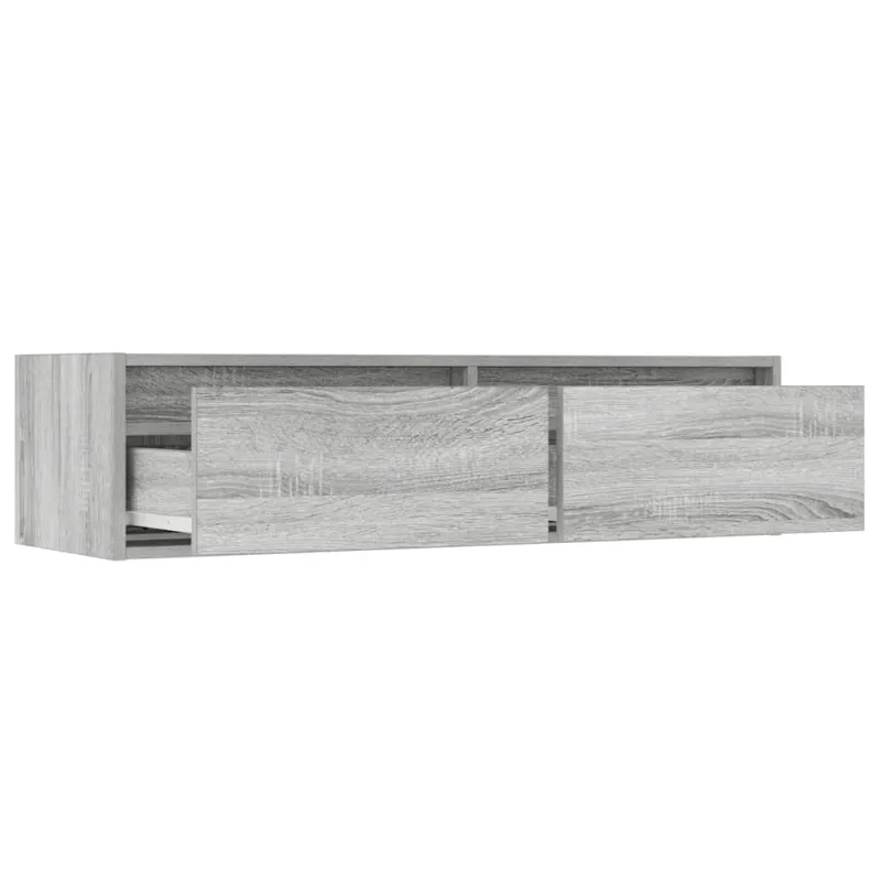 Televizoriaus spintelė su LED, pilka ąžuolo, 100X35,5x25 cm