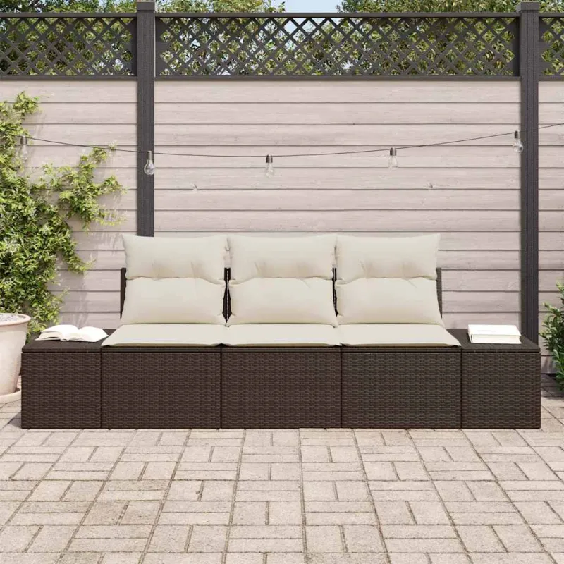 Sofokokonaisuus tyynyineen, 3 osaa, Ruskea polyrataska