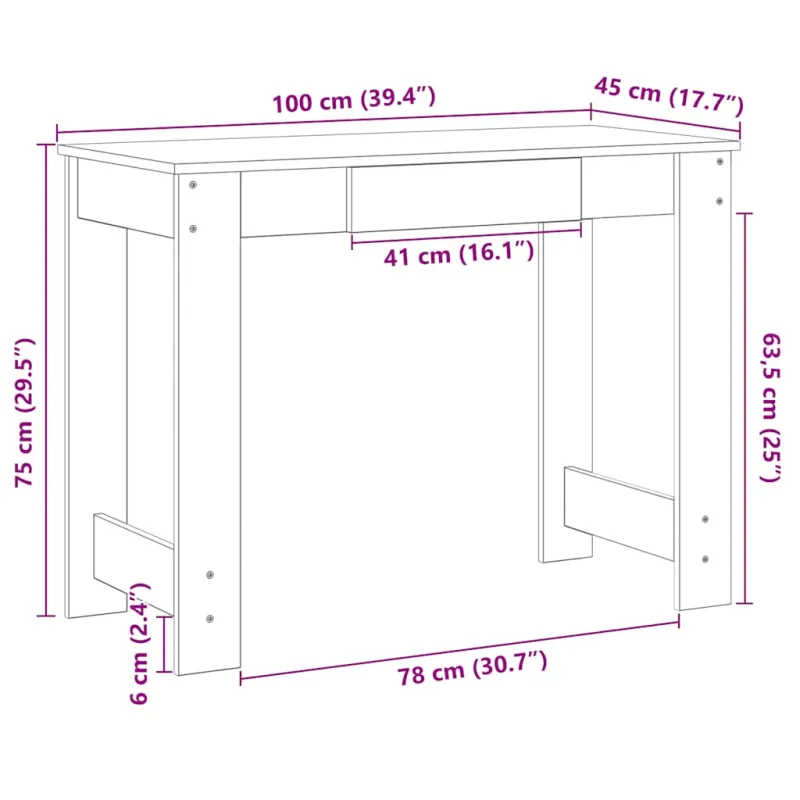 Rašomasis stalas, medienos, 100x45x75cm, apdirbta mediena