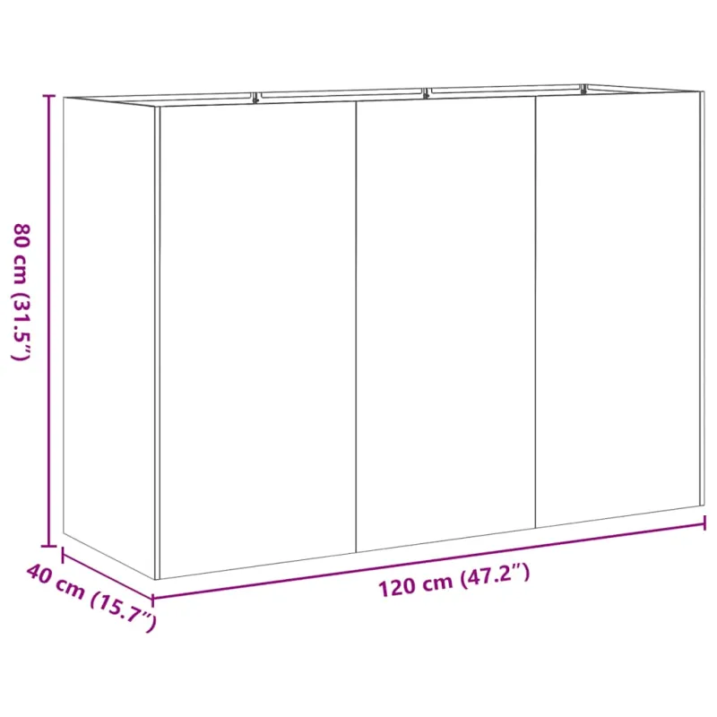 Lovelis, juodos spalvos, 120x40x80cm, šaltai valcuotas plienas