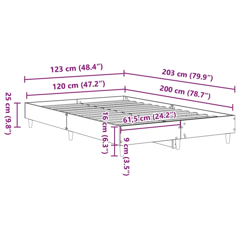 lovos rėmas be čiužinio 120x200 cm inžinerinė mediena