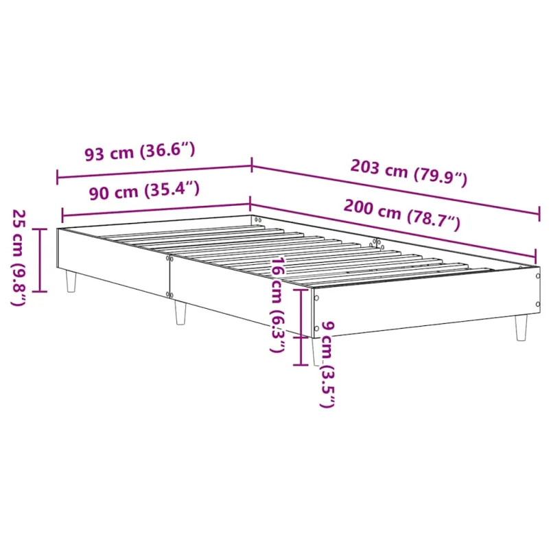 lovos rėmas be čiužinio Senas medis 90x200cm Inžinerinė mediena