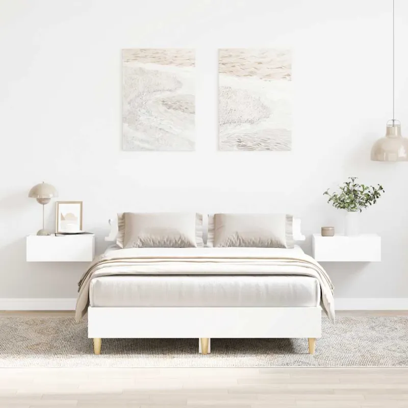 Lovos rėmas be čiužinio, baltos spalvos, 135x190 cm
