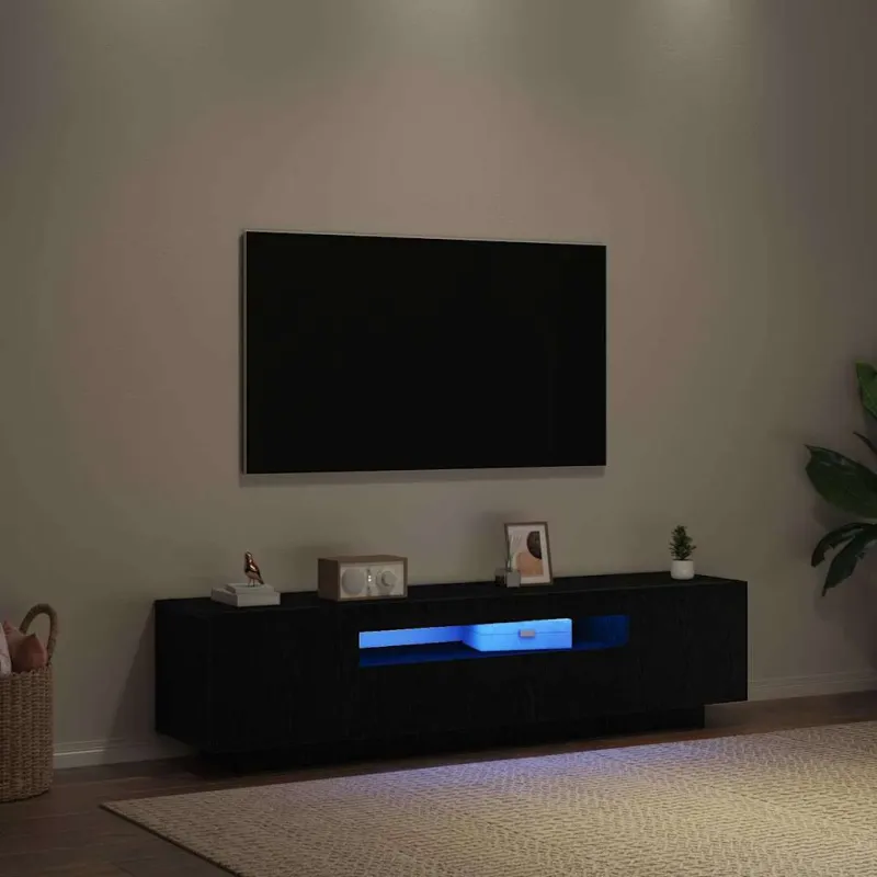 Televizoriaus spintelė Juoda 160 x 35 x 40 cm Apdirbta mediena