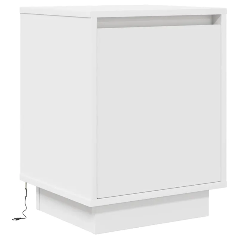 Spintelės prie lovos su LED lemputėmis 2 vnt Baltos 38x34x50 cm