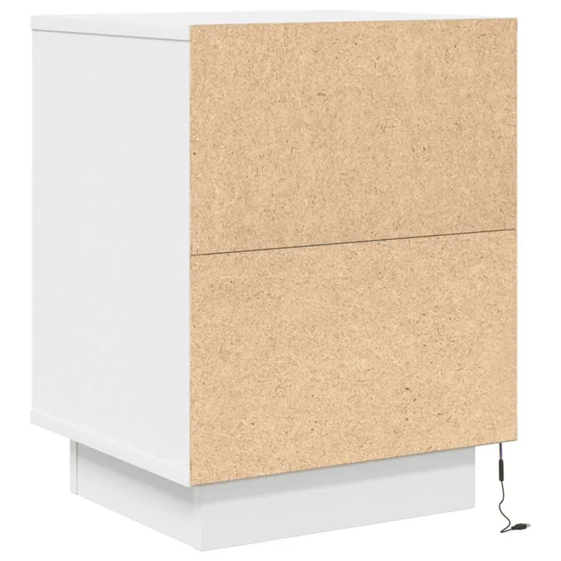 Spintelės prie lovos su LED lemputėmis 2 vnt Baltos 38x34x50 cm